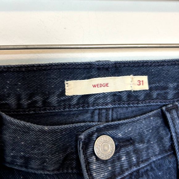 Levi's Womens Wedgie Jeans Size 31 Dark Wash Speckled Print Button-fly High-rise - Picture 6 of 14